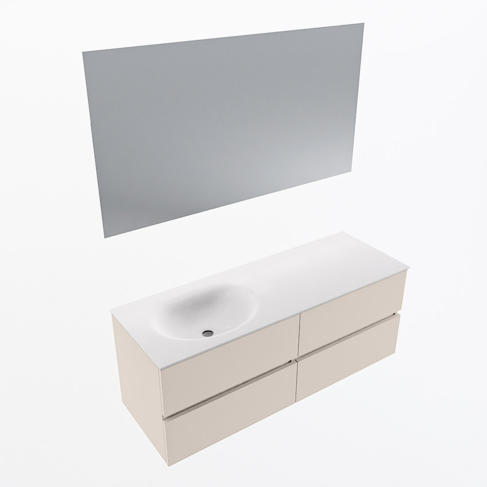 MONDIAZ VICA 130cm mueble de baño Linen 4 cajones. Lavabo MOON Izquierda sin orificio color Talc con espejo LED. 5 MONDIAZ VICA 130cm mueble de baño Linen 4 cajones. Lavabo MOON Izquierda sin orificio color Talc con espejo LED. - Imagen 6