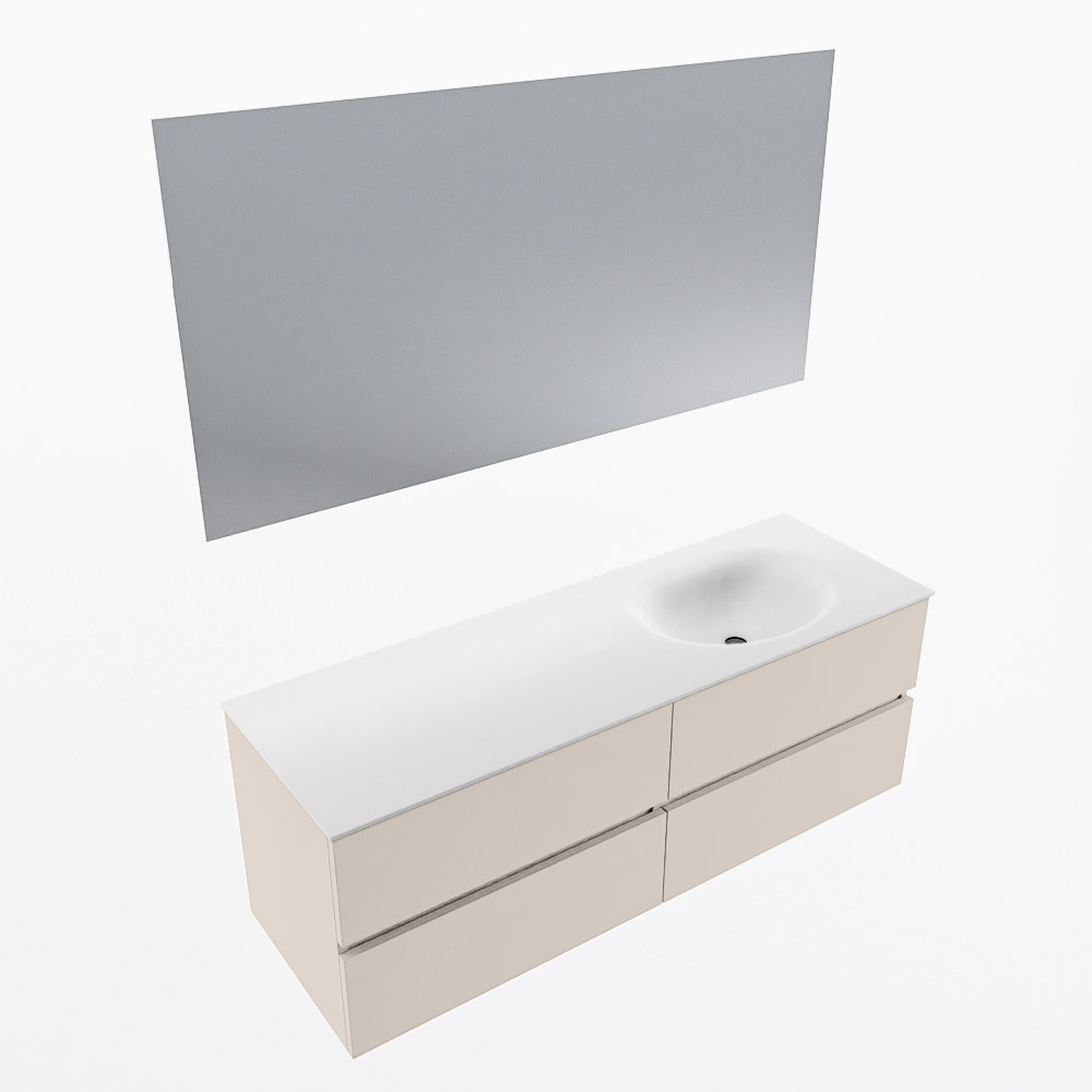 MONDIAZ VICA 140cm mueble de baño Linen 4 cajones. Lavabo MOON Derecho sin orificio color Talc con espejo LED. 6 MONDIAZ VICA 140cm mueble de baño Linen 4 cajones. Lavabo MOON Derecho sin orificio color Talc con espejo LED. - Imagen 6
