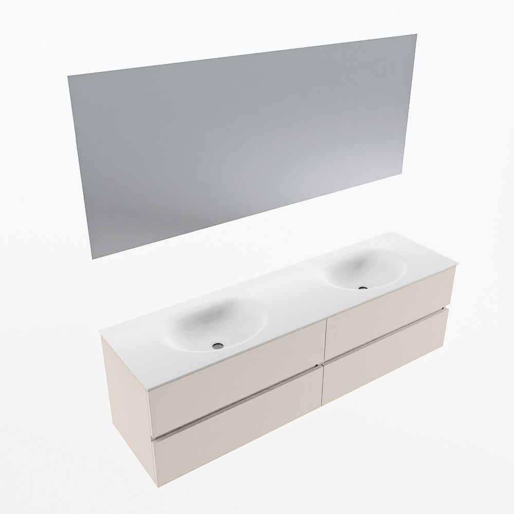 MONDIAZ VICA 170cm mueble de baño Linen 4 cajones. Lavabo MOON Doble sin orificio color Talc con espejo LED. 6 MONDIAZ VICA 170cm mueble de baño Linen 4 cajones. Lavabo MOON Doble sin orificio color Talc con espejo LED. - Imagen 6