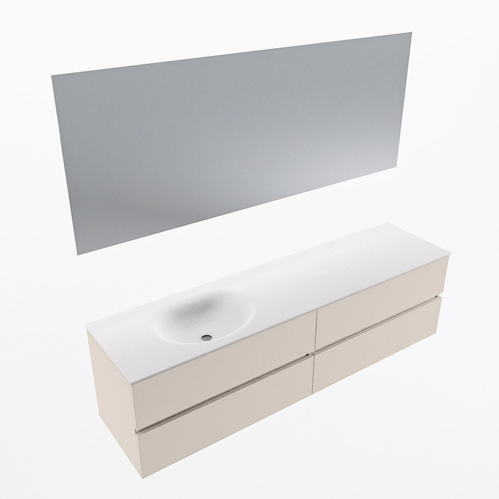 MONDIAZ VICA 180cm mueble de baño Linen 4 cajones. Lavabo MOON Izquierda 1 orificio color Talc con espejo LED. 6 MONDIAZ VICA 180cm mueble de baño Linen 4 cajones. Lavabo MOON Izquierda 1 orificio color Talc con espejo LED. - Imagen 6