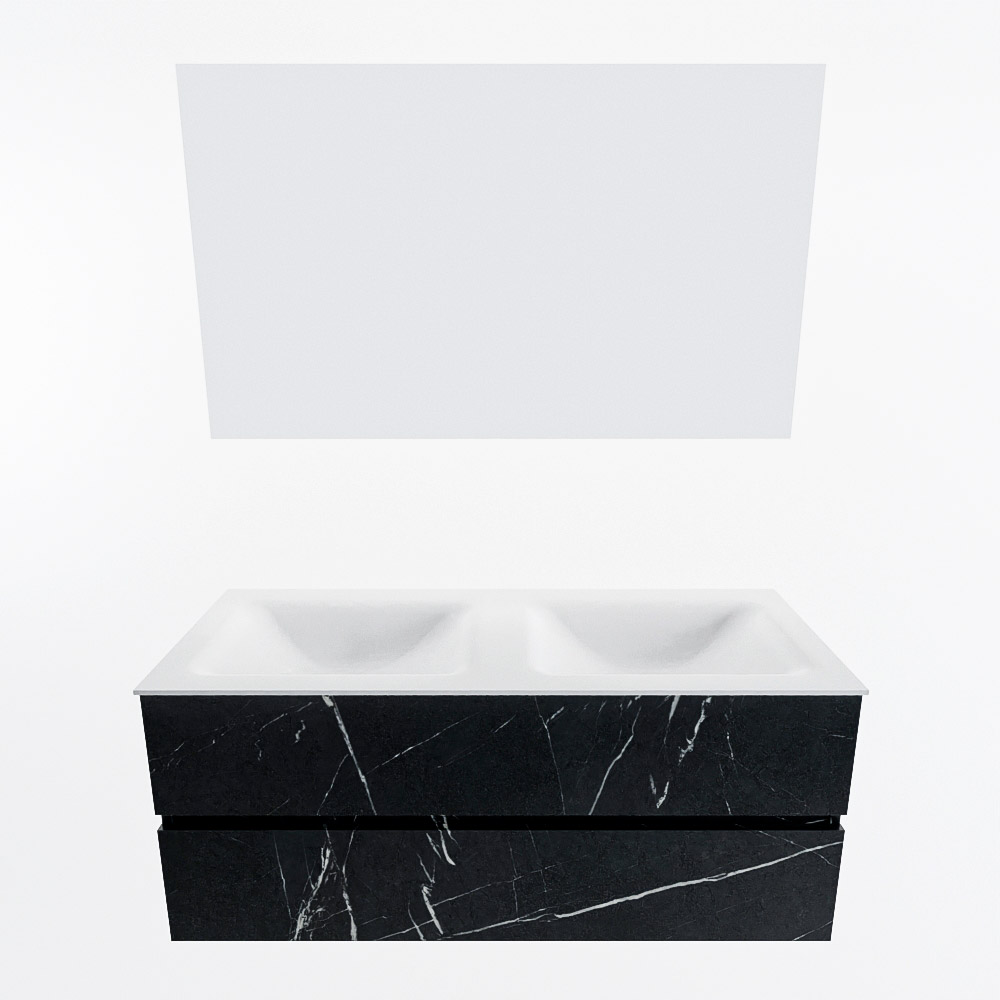 MONDIAZ VICA 120cm mueble de baño Marquina 2 cajones. Lavabo CLOUD Doble 2 orificios color Talc con espejo LED. 5 MONDIAZ VICA 120cm mueble de baño Marquina 2 cajones. Lavabo CLOUD Doble 2 orificios color Talc con espejo LED. - Imagen 5
