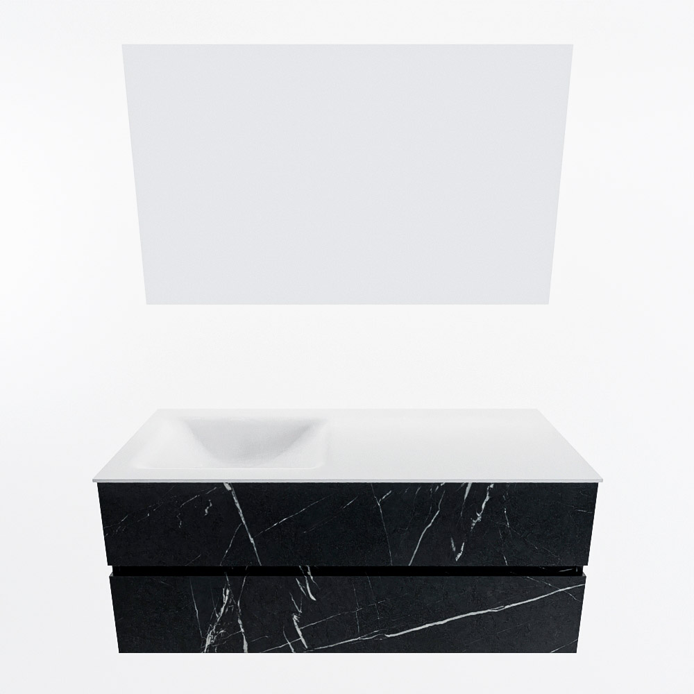 MONDIAZ VICA 120cm mueble de baño Marquina 2 cajones. Lavabo CLOUD Izquierda sin orificio color Talc con espejo LED. 5 MONDIAZ VICA 120cm mueble de baño Marquina 2 cajones. Lavabo CLOUD Izquierda sin orificio color Talc con espejo LED. - Imagen 5