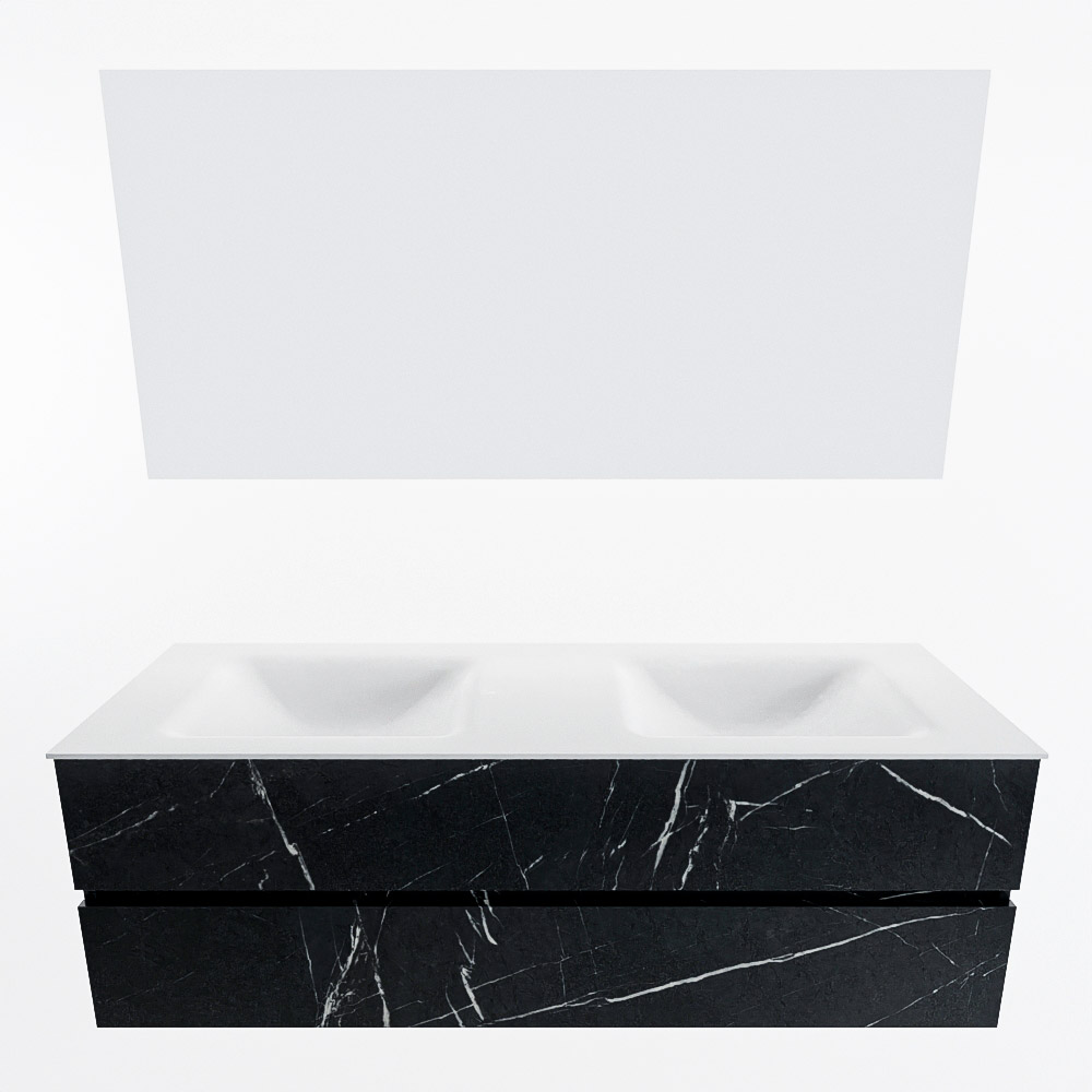 MONDIAZ VICA 150cm mueble de baño Marquina 2 cajones. Lavabo CLOUD Doble 2 orificios color Talc con espejo LED. 5 MONDIAZ VICA 150cm mueble de baño Marquina 2 cajones. Lavabo CLOUD Doble 2 orificios color Talc con espejo LED. - Imagen 5