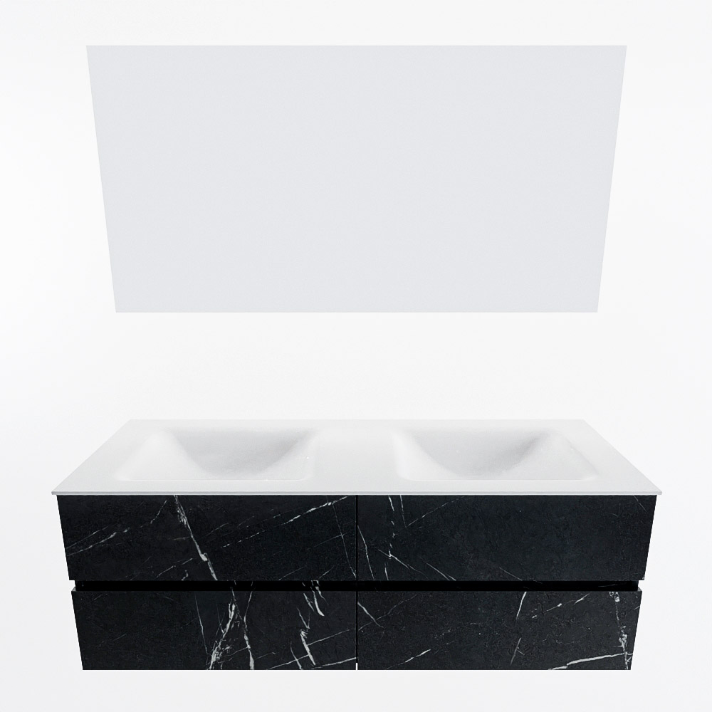 MONDIAZ VICA 140cm mueble de baño Marquina 4 cajones. Lavabo CLOUD Doble 2 orificios color Talc con espejo LED. 4 MONDIAZ VICA 140cm mueble de baño Marquina 4 cajones. Lavabo CLOUD Doble 2 orificios color Talc con espejo LED. - Imagen 5