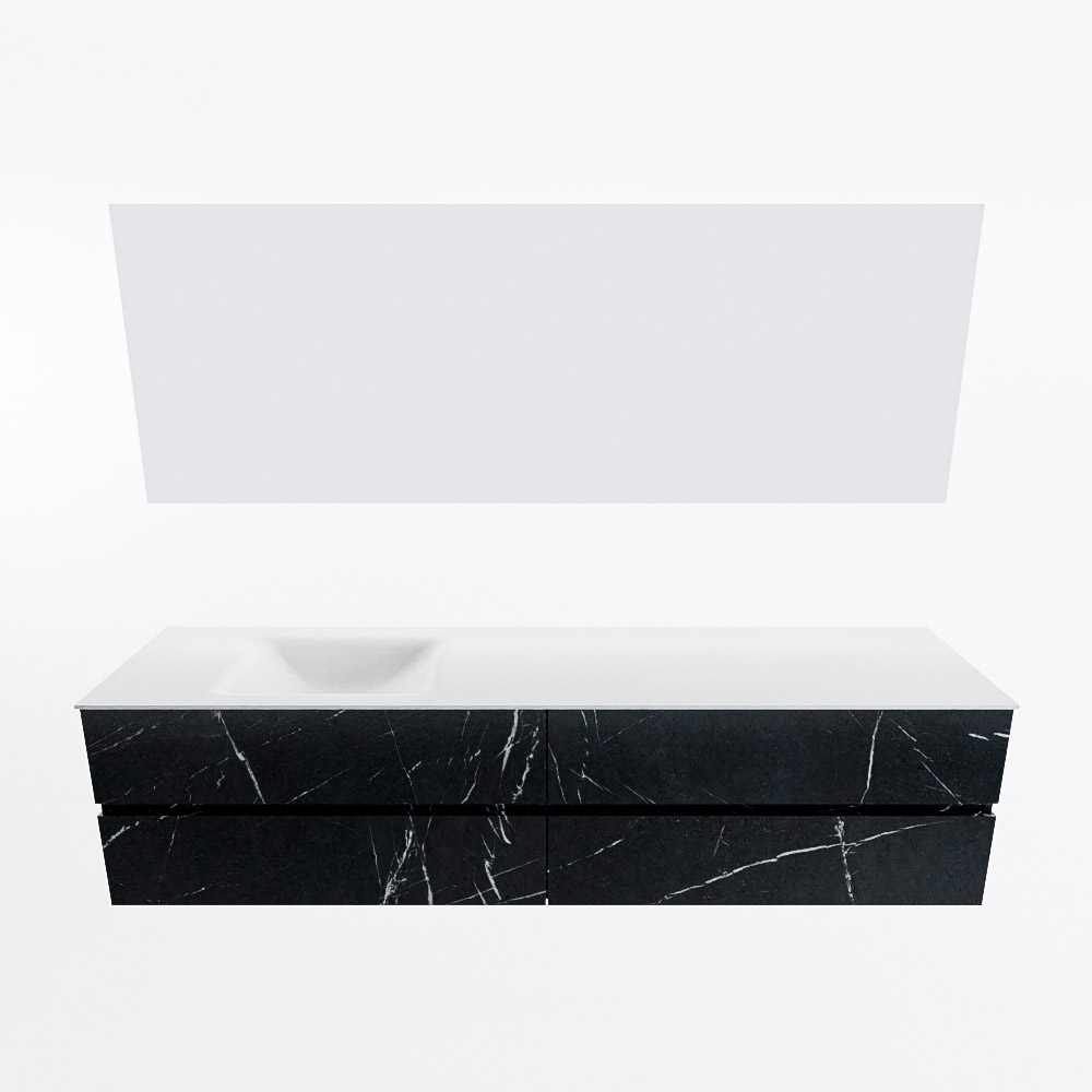 MONDIAZ VICA 200cm mueble de baño Marquina 4 cajones. Lavabo CLOUD Izquierda 1 orificio color Talc con espejo LED. 5 MONDIAZ VICA 200cm mueble de baño Marquina 4 cajones. Lavabo CLOUD Izquierda 1 orificio color Talc con espejo LED. - Imagen 5