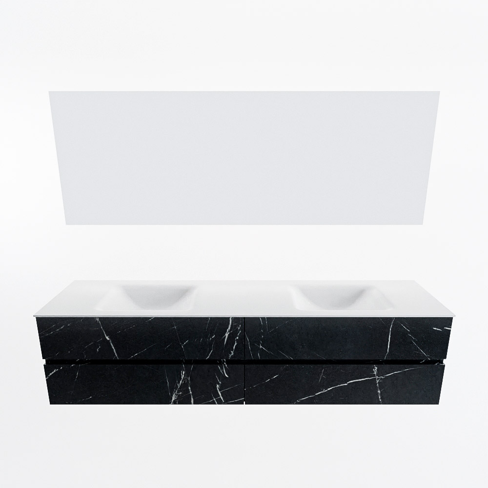 MONDIAZ VICA 200cm mueble de baño Marquina 4 cajones. Lavabo CLOUD Doble sin orificio color Talc con espejo LED. 5 MONDIAZ VICA 200cm mueble de baño Marquina 4 cajones. Lavabo CLOUD Doble sin orificio color Talc con espejo LED. - Imagen 5