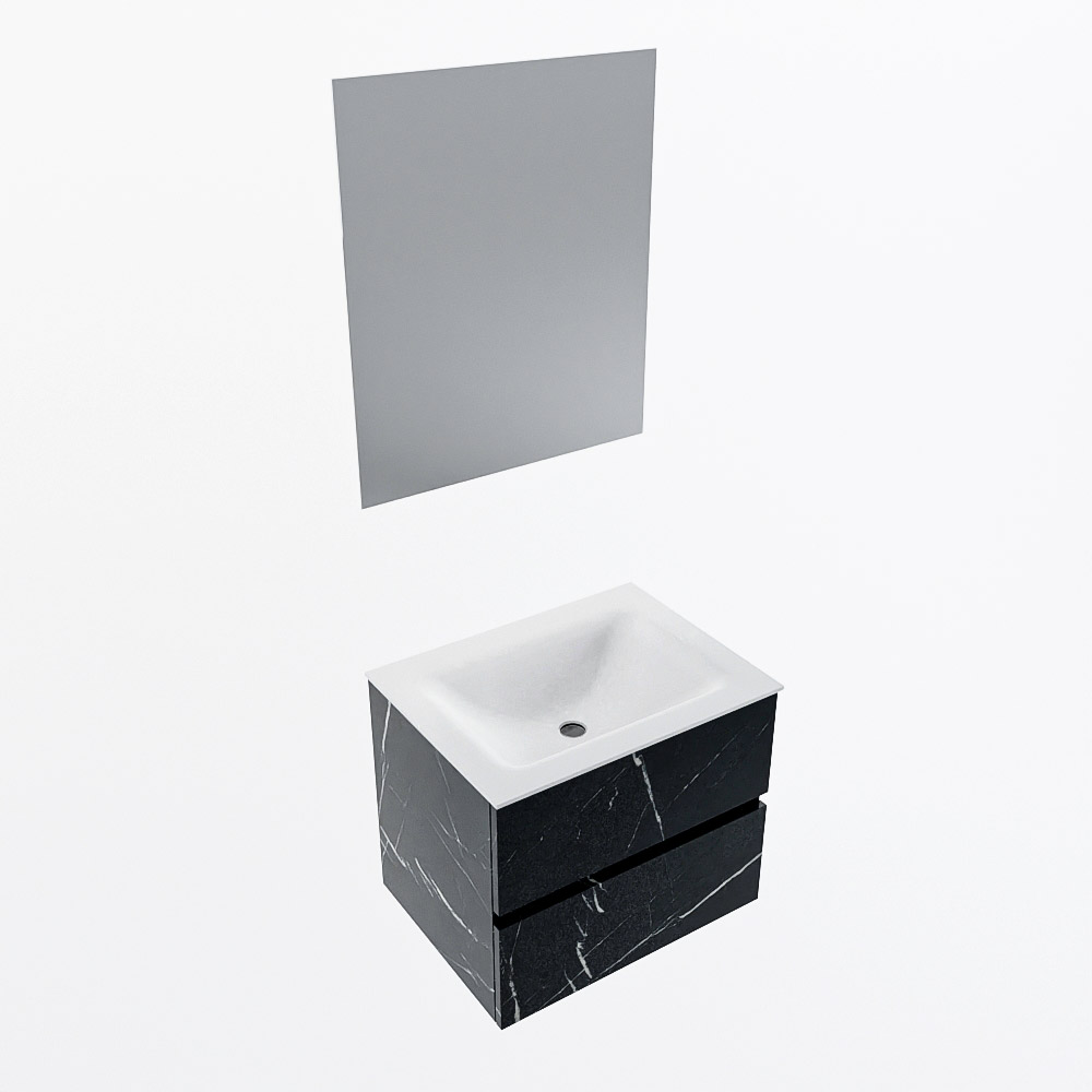 MONDIAZ VICA 60cm mueble de baño Marquina 2 cajones. Lavabo CLOUD Centro sin orificio color Talc con espejo LED. 6 MONDIAZ VICA 60cm mueble de baño Marquina 2 cajones. Lavabo CLOUD Centro sin orificio color Talc con espejo LED. - Imagen 6