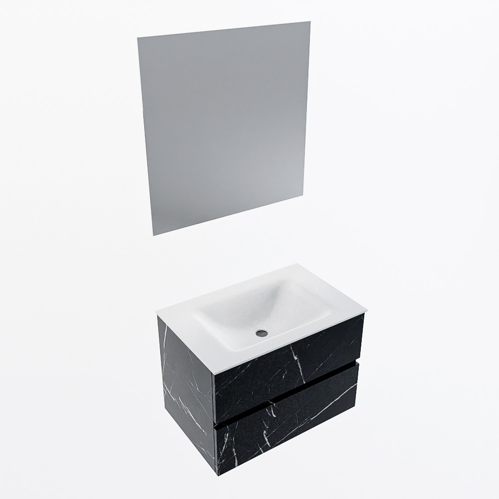 MONDIAZ VICA 70cm mueble de baño Marquina 2 cajones. Lavabo CLOUD Centro sin orificio color Talc con espejo LED. 6 MONDIAZ VICA 70cm mueble de baño Marquina 2 cajones. Lavabo CLOUD Centro sin orificio color Talc con espejo LED. - Imagen 6