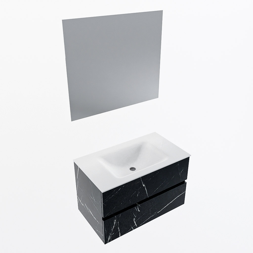 MONDIAZ VICA 80cm mueble de baño Marquina 2 cajones. Lavabo CLOUD Centro 1 orificio color Talc con espejo LED. 6 MONDIAZ VICA 80cm mueble de baño Marquina 2 cajones. Lavabo CLOUD Centro 1 orificio color Talc con espejo LED. - Imagen 6
