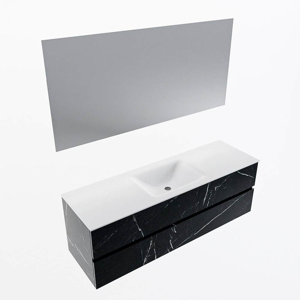 MONDIAZ VICA 150cm mueble de baño Marquina 2 cajones. Lavabo CLOUD Centro sin orificio color Talc con espejo LED. 6 MONDIAZ VICA 150cm mueble de baño Marquina 2 cajones. Lavabo CLOUD Centro sin orificio color Talc con espejo LED. - Imagen 6