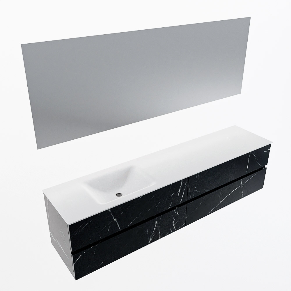 MONDIAZ VICA 200cm mueble de baño Marquina 4 cajones. Lavabo CLOUD Izquierda 1 orificio color Talc con espejo LED. 6 MONDIAZ VICA 200cm mueble de baño Marquina 4 cajones. Lavabo CLOUD Izquierda 1 orificio color Talc con espejo LED. - Imagen 6
