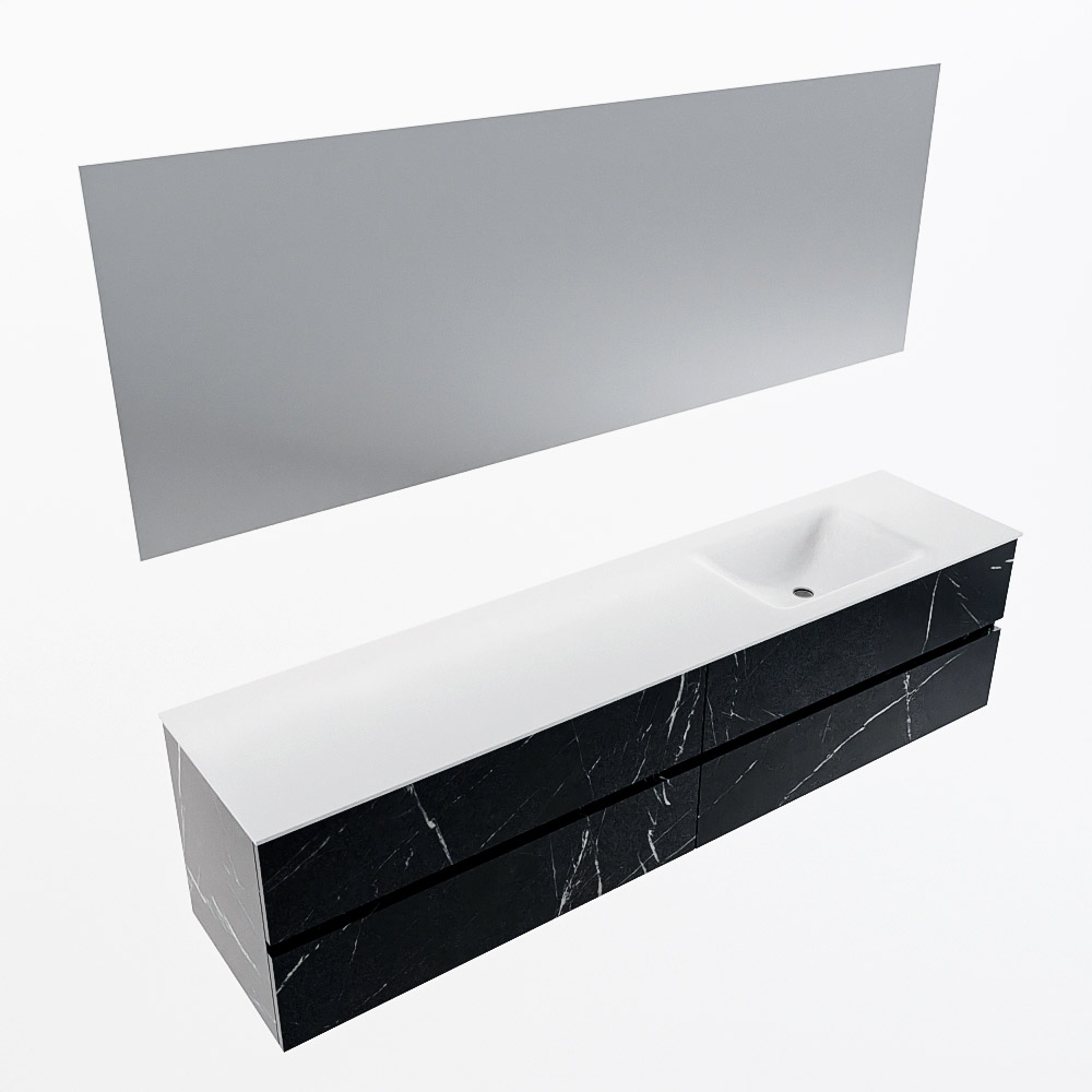 MONDIAZ VICA 200cm mueble de baño Marquina 4 cajones. Lavabo CLOUD Derecho sin orificio color Talc con espejo LED. 6 MONDIAZ VICA 200cm mueble de baño Marquina 4 cajones. Lavabo CLOUD Derecho sin orificio color Talc con espejo LED. - Imagen 6