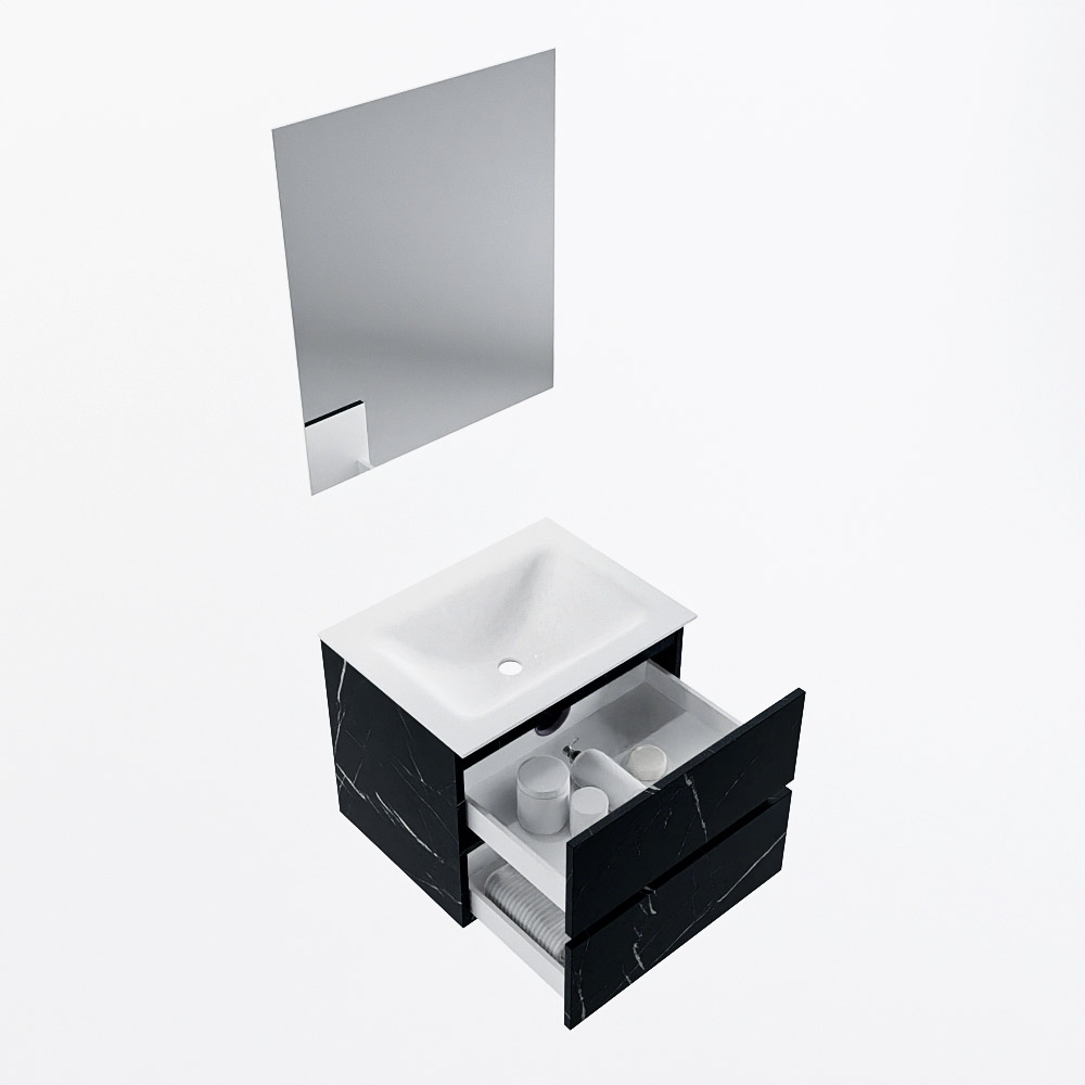 MONDIAZ VICA 60cm mueble de baño Marquina 2 cajones. Lavabo CLOUD Centro sin orificio color Talc con espejo LED. 7 MONDIAZ VICA 60cm mueble de baño Marquina 2 cajones. Lavabo CLOUD Centro sin orificio color Talc con espejo LED. - Imagen 7