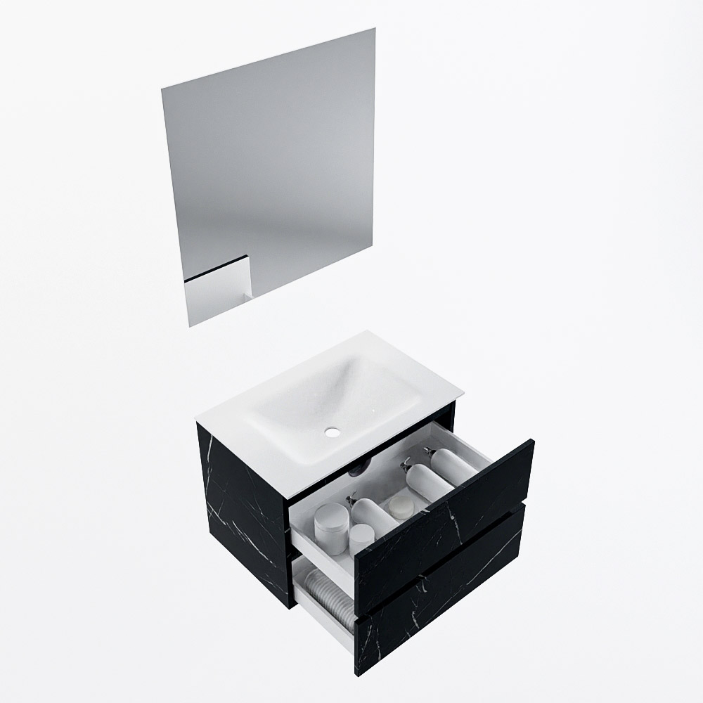 MONDIAZ VICA 70cm mueble de baño Marquina 2 cajones. Lavabo CLOUD Centro sin orificio color Talc con espejo LED. 7 MONDIAZ VICA 70cm mueble de baño Marquina 2 cajones. Lavabo CLOUD Centro sin orificio color Talc con espejo LED. - Imagen 7
