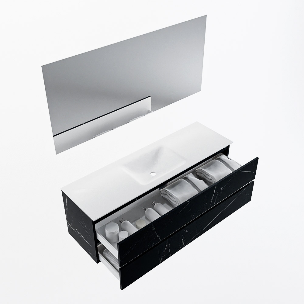 MONDIAZ VICA 150cm mueble de baño Marquina 2 cajones. Lavabo CLOUD Centro sin orificio color Talc con espejo LED. 7 MONDIAZ VICA 150cm mueble de baño Marquina 2 cajones. Lavabo CLOUD Centro sin orificio color Talc con espejo LED. - Imagen 7