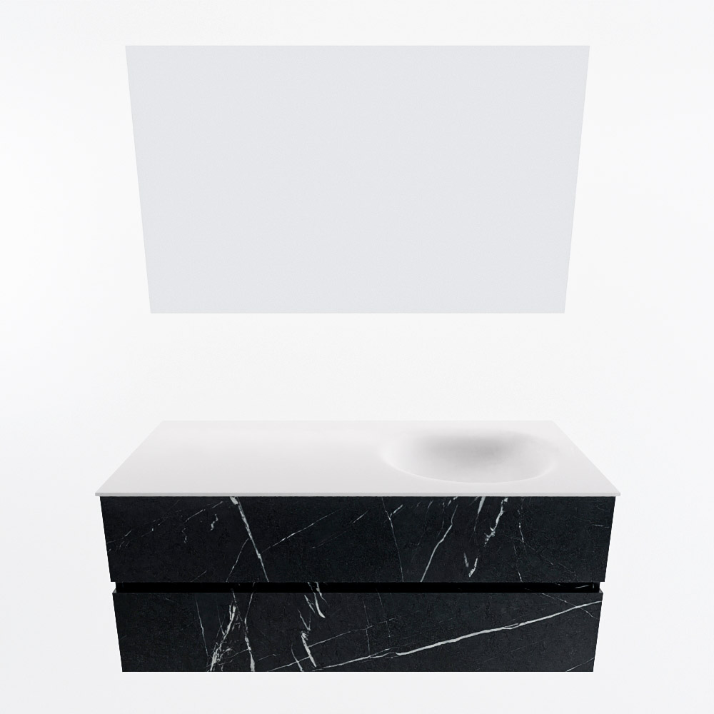 MONDIAZ VICA 120cm mueble de baño Marquina 2 cajones. Lavabo MOON Derecho sin orificio color Talc con espejo LED. 5 MONDIAZ VICA 120cm mueble de baño Marquina 2 cajones. Lavabo MOON Derecho sin orificio color Talc con espejo LED. - Imagen 5