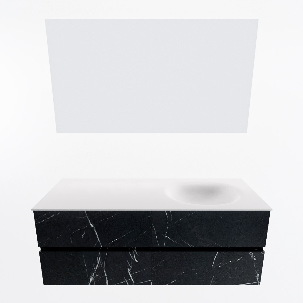 MONDIAZ VICA 130cm mueble de baño Marquina 4 cajones. Lavabo MOON Derecho 1 orificio color Talc con espejo LED. 4 MONDIAZ VICA 130cm mueble de baño Marquina 4 cajones. Lavabo MOON Derecho 1 orificio color Talc con espejo LED. - Imagen 5