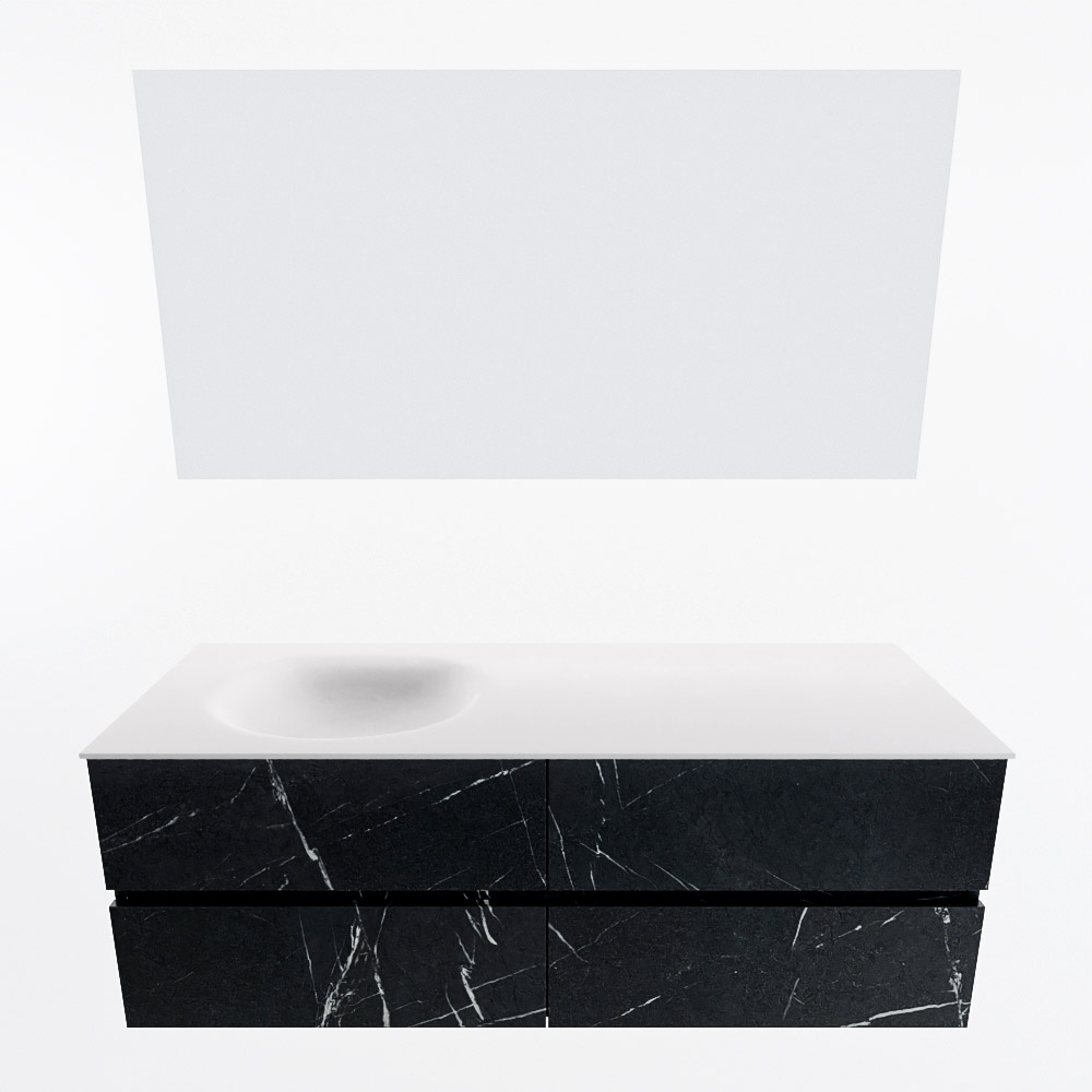 MONDIAZ VICA 140cm mueble de baño Marquina 4 cajones. Lavabo MOON Izquierda 1 orificio color Talc con espejo LED. 5 MONDIAZ VICA 140cm mueble de baño Marquina 4 cajones. Lavabo MOON Izquierda 1 orificio color Talc con espejo LED. - Imagen 5
