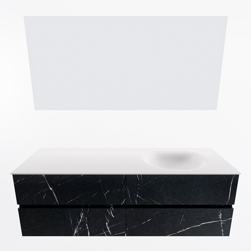 MONDIAZ VICA 150cm mueble de baño Marquina 4 cajones. Lavabo MOON Derecho sin orificio color Talc con espejo LED. 5 MONDIAZ VICA 150cm mueble de baño Marquina 4 cajones. Lavabo MOON Derecho sin orificio color Talc con espejo LED. - Imagen 5