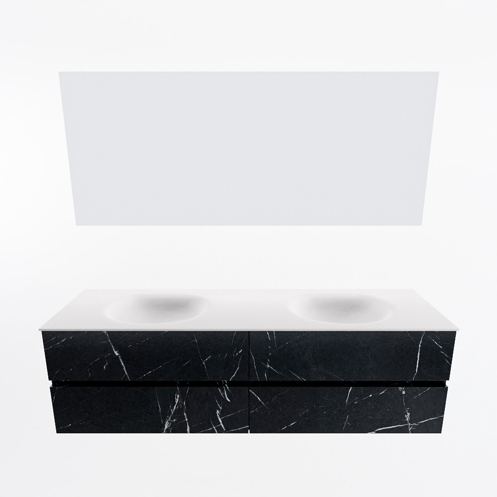MONDIAZ VICA 170cm mueble de baño Marquina 4 cajones. Lavabo MOON Doble 2 orificios color Talc con espejo LED. 5 MONDIAZ VICA 170cm mueble de baño Marquina 4 cajones. Lavabo MOON Doble 2 orificios color Talc con espejo LED. - Imagen 5