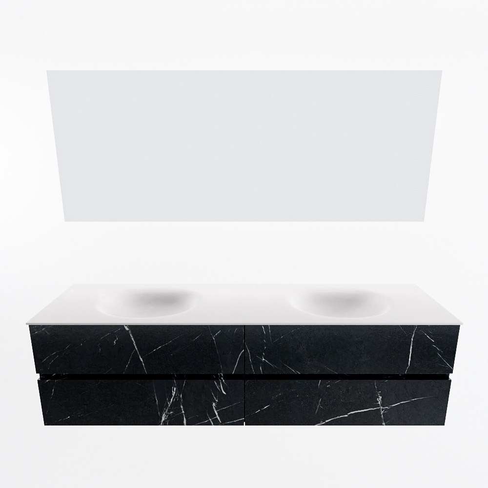 MONDIAZ VICA 180cm mueble de baño Marquina 4 cajones. Lavabo MOON Doble 2 orificios color Talc con espejo LED. 5 MONDIAZ VICA 180cm mueble de baño Marquina 4 cajones. Lavabo MOON Doble 2 orificios color Talc con espejo LED. - Imagen 5