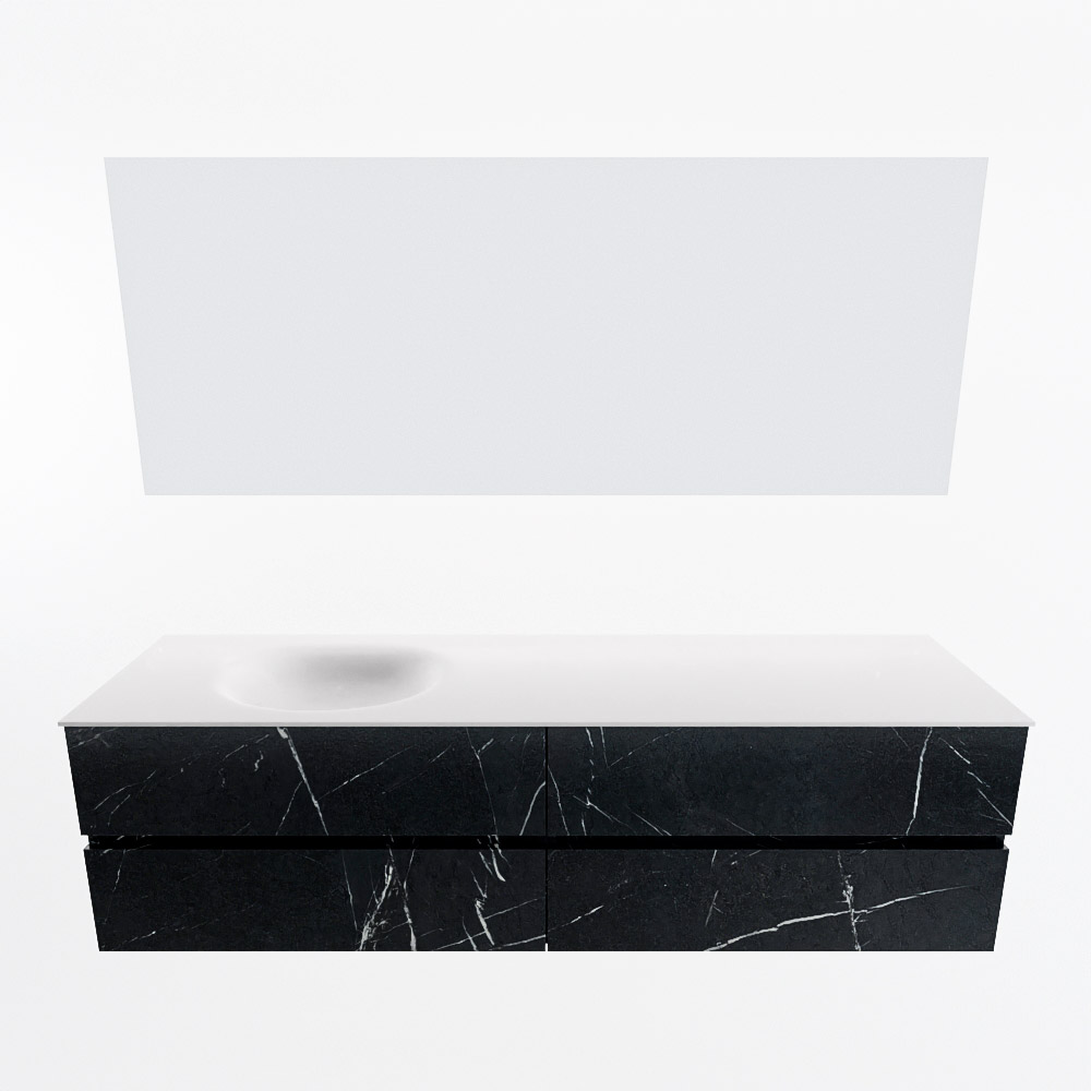 MONDIAZ VICA 180cm mueble de baño Marquina 4 cajones. Lavabo MOON Izquierda sin orificio color Talc con espejo LED. 5 MONDIAZ VICA 180cm mueble de baño Marquina 4 cajones. Lavabo MOON Izquierda sin orificio color Talc con espejo LED. - Imagen 5
