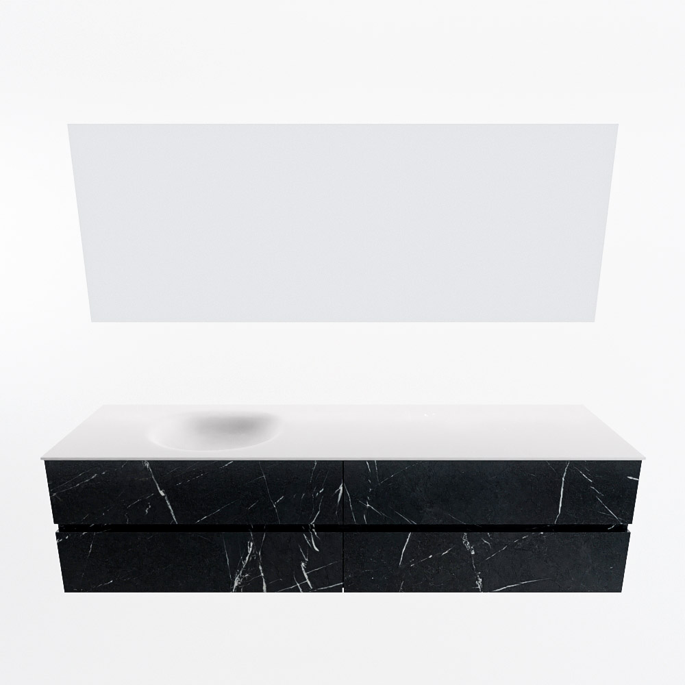 MONDIAZ VICA 190cm mueble de baño Marquina 4 cajones. Lavabo MOON Izquierda 1 orificio color Talc con espejo LED. 5 MONDIAZ VICA 190cm mueble de baño Marquina 4 cajones. Lavabo MOON Izquierda 1 orificio color Talc con espejo LED. - Imagen 5