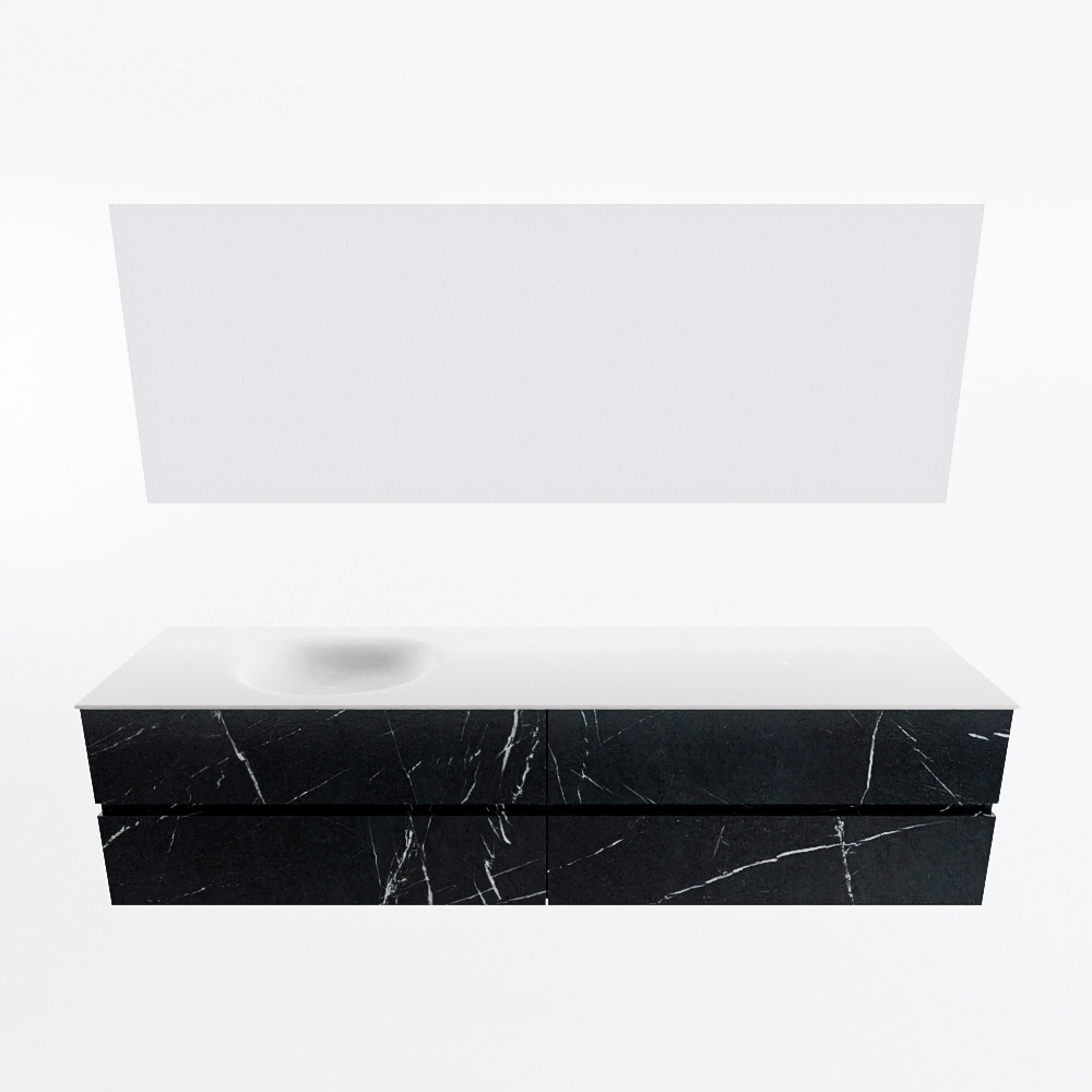 MONDIAZ VICA 200cm mueble de baño Marquina 4 cajones. Lavabo MOON Izquierda 1 orificio color Talc con espejo LED. 5 MONDIAZ VICA 200cm mueble de baño Marquina 4 cajones. Lavabo MOON Izquierda 1 orificio color Talc con espejo LED. - Imagen 5