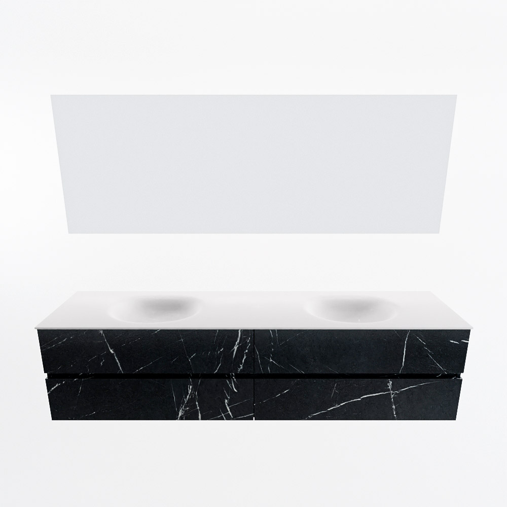 MONDIAZ VICA 200cm mueble de baño Marquina 4 cajones. Lavabo MOON Doble sin orificio color Talc con espejo LED. 5 MONDIAZ VICA 200cm mueble de baño Marquina 4 cajones. Lavabo MOON Doble sin orificio color Talc con espejo LED. - Imagen 5