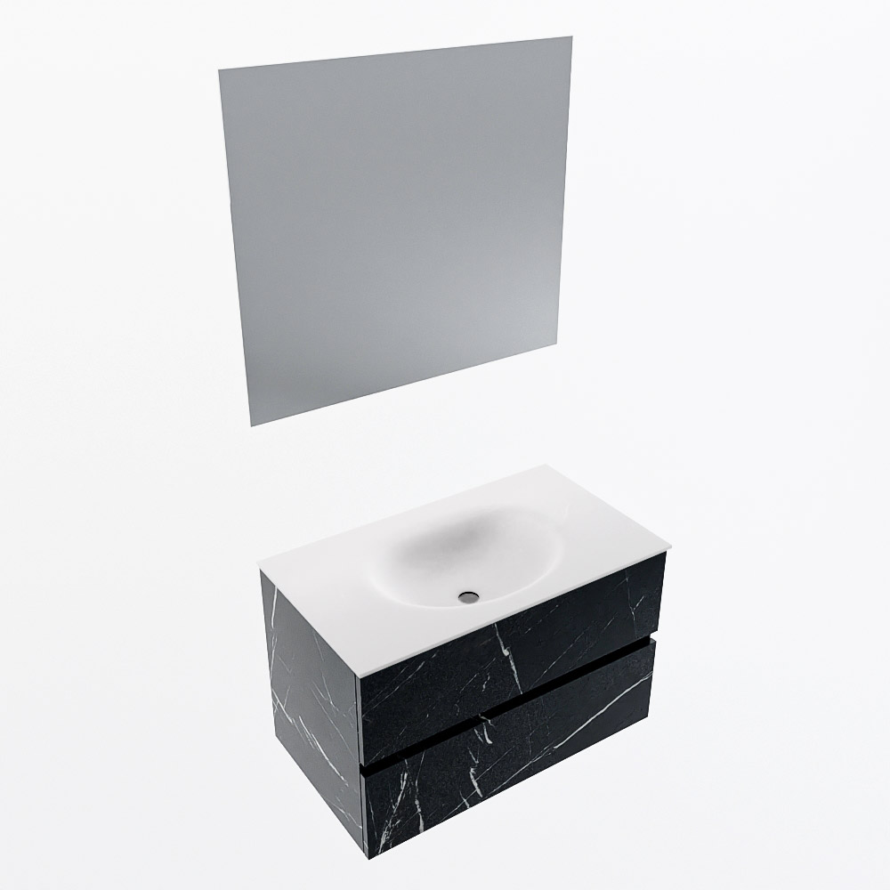 MONDIAZ VICA 80cm mueble de baño Marquina 2 cajones. Lavabo MOON Centro 1 orificio color Talc con espejo LED. 6 MONDIAZ VICA 80cm mueble de baño Marquina 2 cajones. Lavabo MOON Centro 1 orificio color Talc con espejo LED. - Imagen 6
