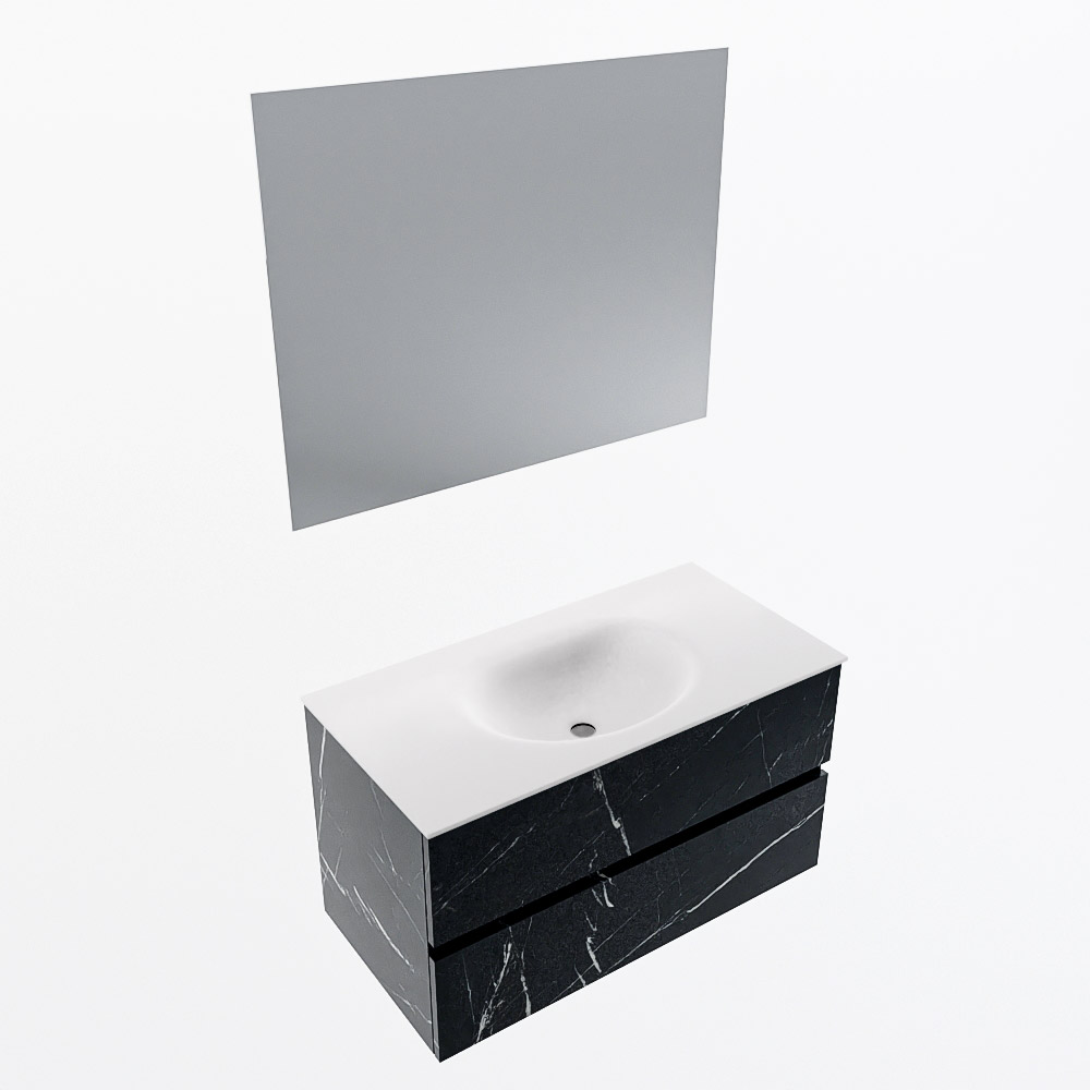 MONDIAZ VICA 90cm mueble de baño Marquina 2 cajones. Lavabo MOON Centro 1 orificio color Talc con espejo LED. 6 MONDIAZ VICA 90cm mueble de baño Marquina 2 cajones. Lavabo MOON Centro 1 orificio color Talc con espejo LED. - Imagen 6