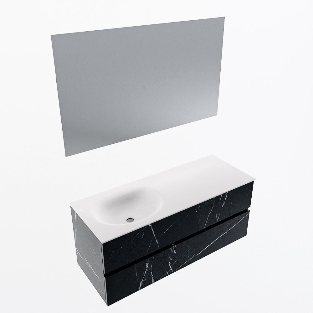 MONDIAZ VICA 120cm mueble de baño Marquina 2 cajones. Lavabo MOON Izquierda sin orificio color Talc con espejo LED. 6 MONDIAZ VICA 120cm mueble de baño Marquina 2 cajones. Lavabo MOON Izquierda sin orificio color Talc con espejo LED. - Imagen 6
