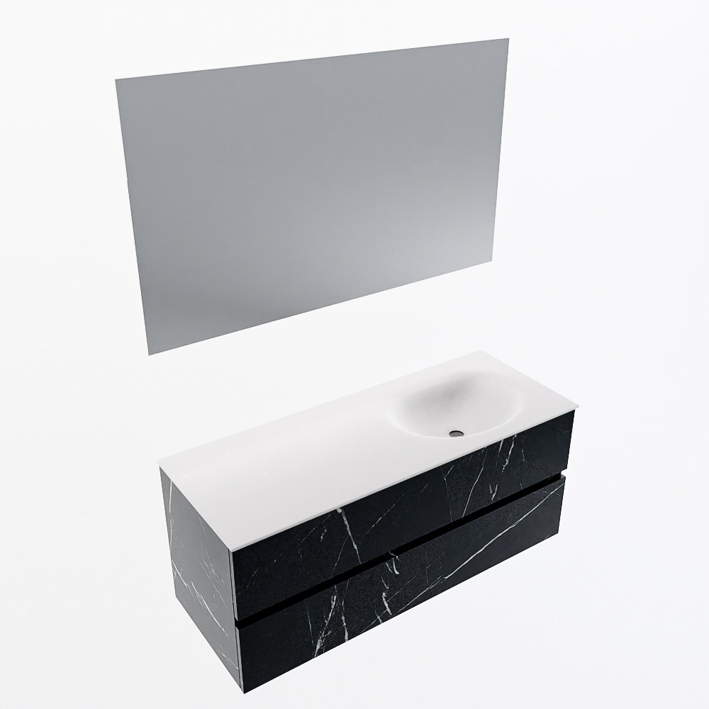 MONDIAZ VICA 120cm mueble de baño Marquina 2 cajones. Lavabo MOON Derecho sin orificio color Talc con espejo LED. 6 MONDIAZ VICA 120cm mueble de baño Marquina 2 cajones. Lavabo MOON Derecho sin orificio color Talc con espejo LED. - Imagen 6
