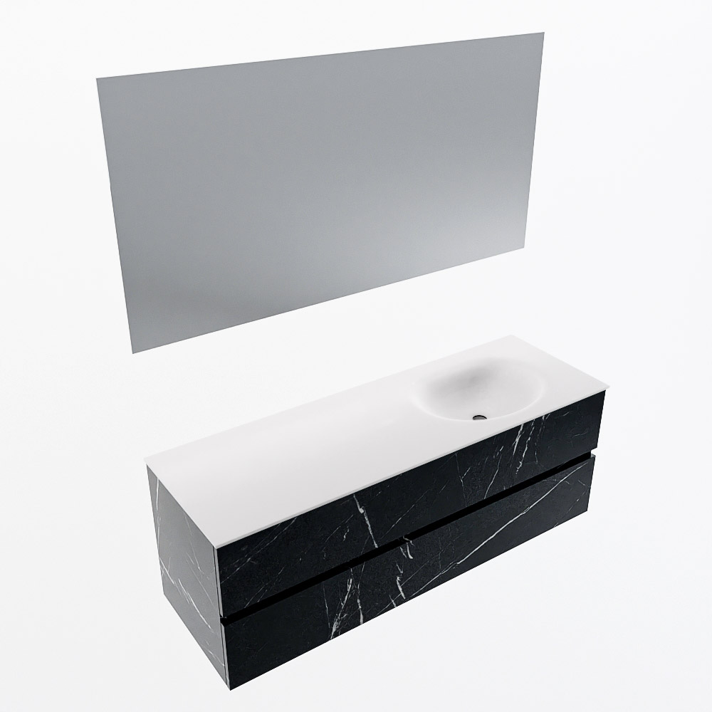 MONDIAZ VICA 140cm mueble de baño Marquina 2 cajones. Lavabo MOON Derecho 1 orificio color Talc con espejo LED. 6 MONDIAZ VICA 140cm mueble de baño Marquina 2 cajones. Lavabo MOON Derecho 1 orificio color Talc con espejo LED. - Imagen 6