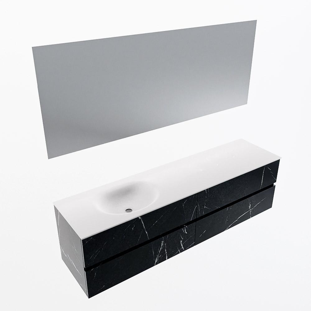 MONDIAZ VICA 180cm mueble de baño Marquina 4 cajones. Lavabo MOON Izquierda sin orificio color Talc con espejo LED. 6 MONDIAZ VICA 180cm mueble de baño Marquina 4 cajones. Lavabo MOON Izquierda sin orificio color Talc con espejo LED. - Imagen 6