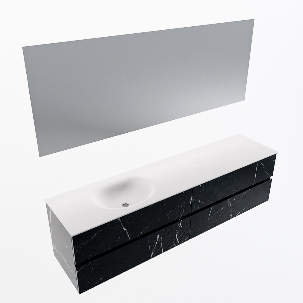 MONDIAZ VICA 190cm mueble de baño Marquina 4 cajones. Lavabo MOON Izquierda 1 orificio color Talc con espejo LED. 6 MONDIAZ VICA 190cm mueble de baño Marquina 4 cajones. Lavabo MOON Izquierda 1 orificio color Talc con espejo LED. - Imagen 6