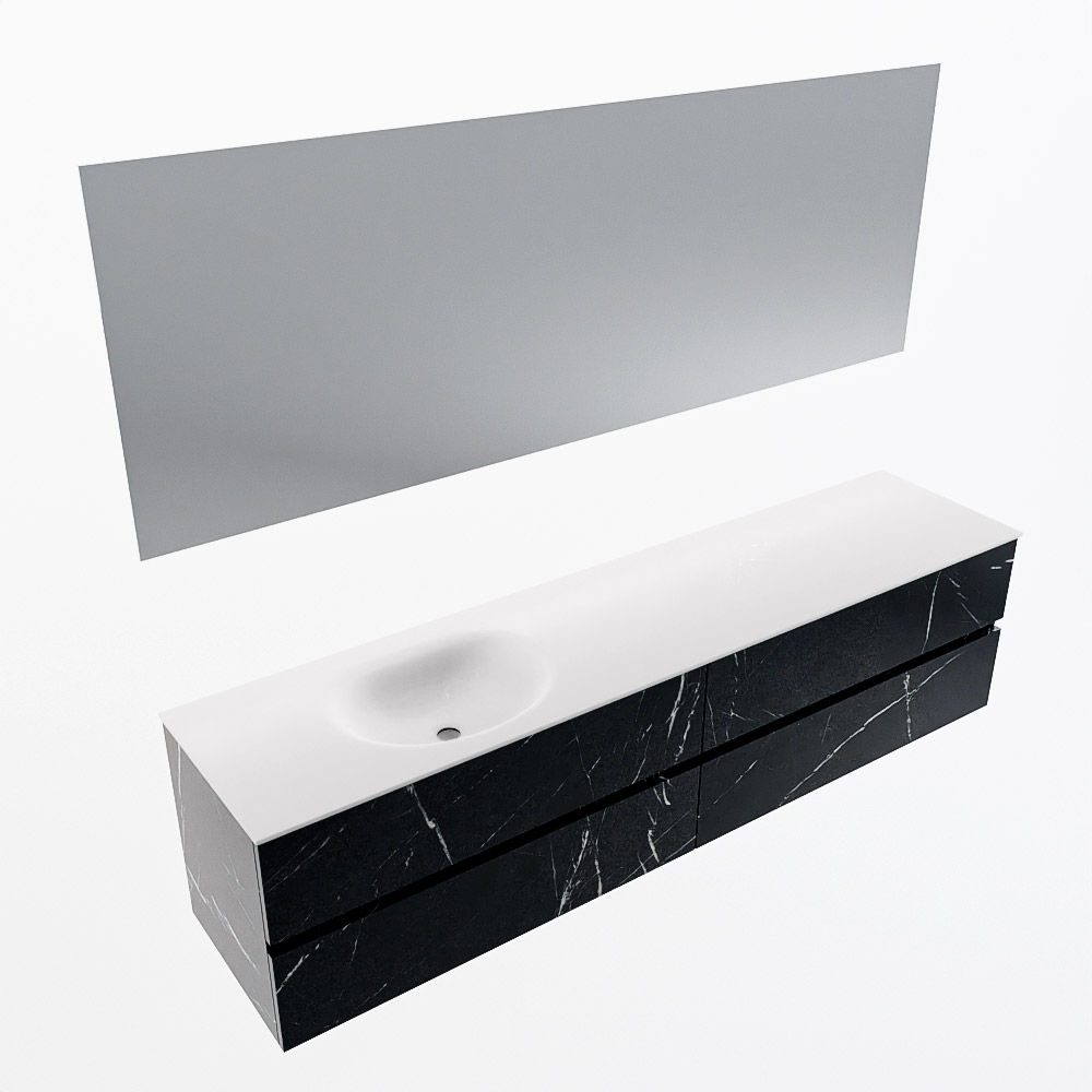 MONDIAZ VICA 200cm mueble de baño Marquina 4 cajones. Lavabo MOON Izquierda 1 orificio color Talc con espejo LED. 6 MONDIAZ VICA 200cm mueble de baño Marquina 4 cajones. Lavabo MOON Izquierda 1 orificio color Talc con espejo LED. - Imagen 6