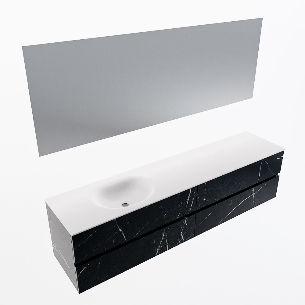 MONDIAZ VICA 200cm mueble de baño Marquina 4 cajones. Lavabo MOON Izquierda sin orificio color Talc con espejo LED. 6 MONDIAZ VICA 200cm mueble de baño Marquina 4 cajones. Lavabo MOON Izquierda sin orificio color Talc con espejo LED. - Imagen 6