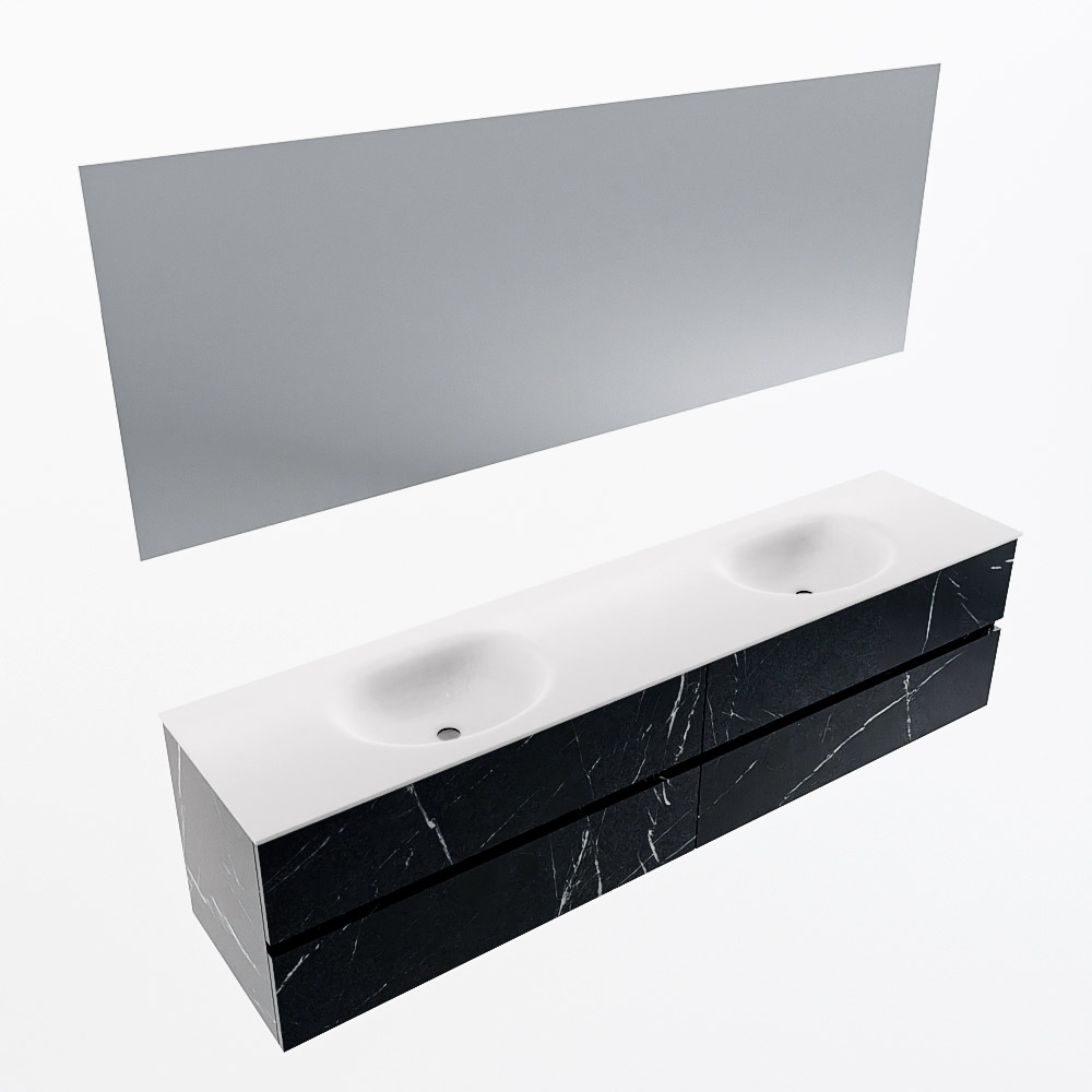 MONDIAZ VICA 200cm mueble de baño Marquina 4 cajones. Lavabo MOON Doble sin orificio color Talc con espejo LED. 6 MONDIAZ VICA 200cm mueble de baño Marquina 4 cajones. Lavabo MOON Doble sin orificio color Talc con espejo LED. - Imagen 6