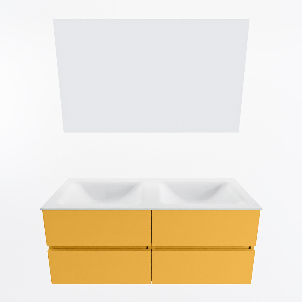 MONDIAZ VICA 120cm mueble de baño Ocher 4 cajones. Lavabo CLOUD Doble 2 orificios color Talc con espejo LED. 5 MONDIAZ VICA 120cm mueble de baño Ocher 4 cajones. Lavabo CLOUD Doble 2 orificios color Talc con espejo LED. - Imagen 5