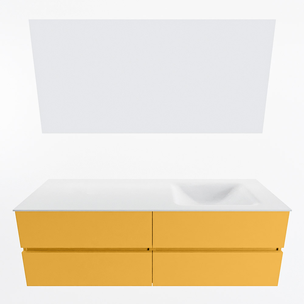 MONDIAZ VICA 150cm mueble de baño Ocher 4 cajones. Lavabo CLOUD Derecho 1 orificio color Talc con espejo LED. 5 MONDIAZ VICA 150cm mueble de baño Ocher 4 cajones. Lavabo CLOUD Derecho 1 orificio color Talc con espejo LED. - Imagen 5