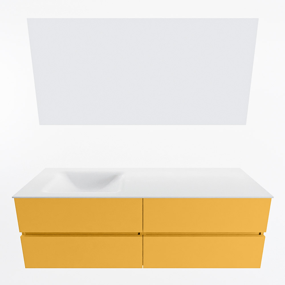 MONDIAZ VICA 150cm mueble de baño Ocher 4 cajones. Lavabo CLOUD Izquierda sin orificio color Talc con espejo LED. 5 MONDIAZ VICA 150cm mueble de baño Ocher 4 cajones. Lavabo CLOUD Izquierda sin orificio color Talc con espejo LED. - Imagen 5