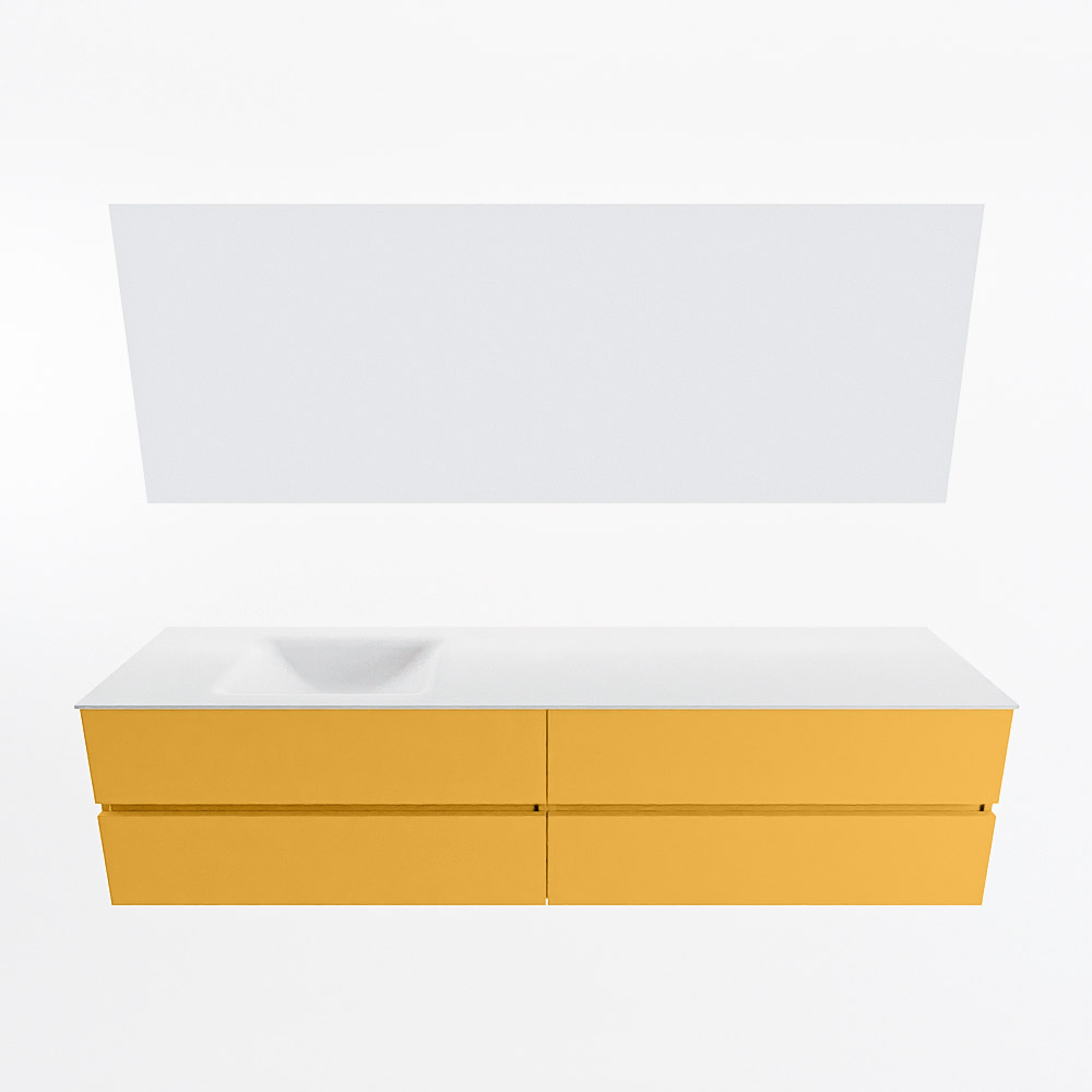MONDIAZ VICA 200cm mueble de baño Ocher 4 cajones. Lavabo CLOUD Izquierda sin orificio color Talc con espejo LED. 5 MONDIAZ VICA 200cm mueble de baño Ocher 4 cajones. Lavabo CLOUD Izquierda sin orificio color Talc con espejo LED. - Imagen 5
