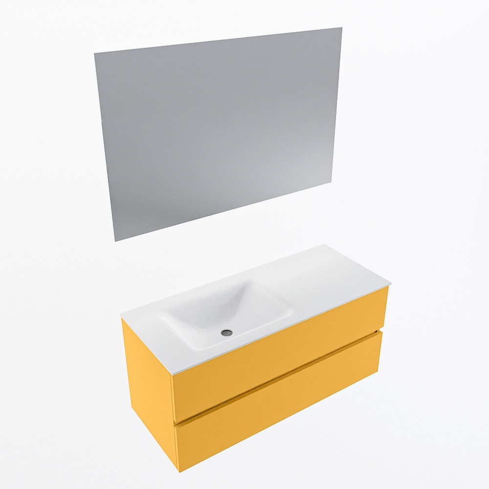 MONDIAZ VICA 110cm mueble de baño Ocher 2 cajones. Lavabo CLOUD Izquierda sin orificio color Talc con espejo LED. 6 MONDIAZ VICA 110cm mueble de baño Ocher 2 cajones. Lavabo CLOUD Izquierda sin orificio color Talc con espejo LED. - Imagen 6