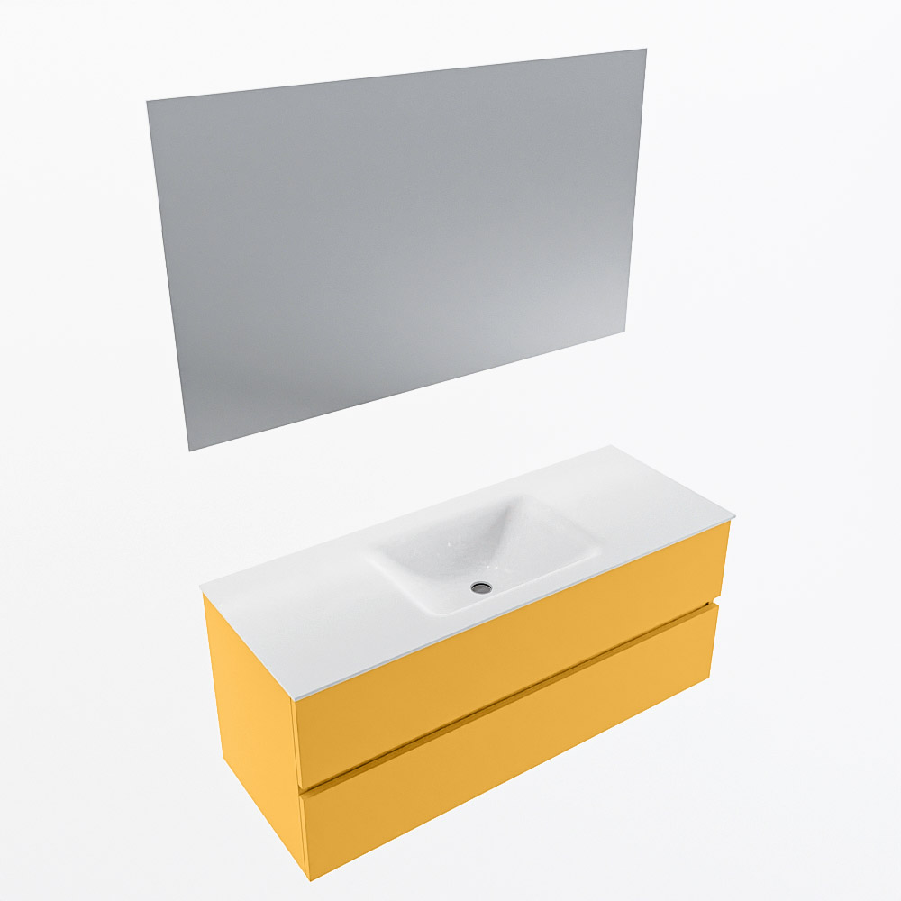 MONDIAZ VICA 120cm mueble de baño Ocher 2 cajones. Lavabo CLOUD Centro 1 orificio color Talc con espejo LED. 6 MONDIAZ VICA 120cm mueble de baño Ocher 2 cajones. Lavabo CLOUD Centro 1 orificio color Talc con espejo LED. - Imagen 6