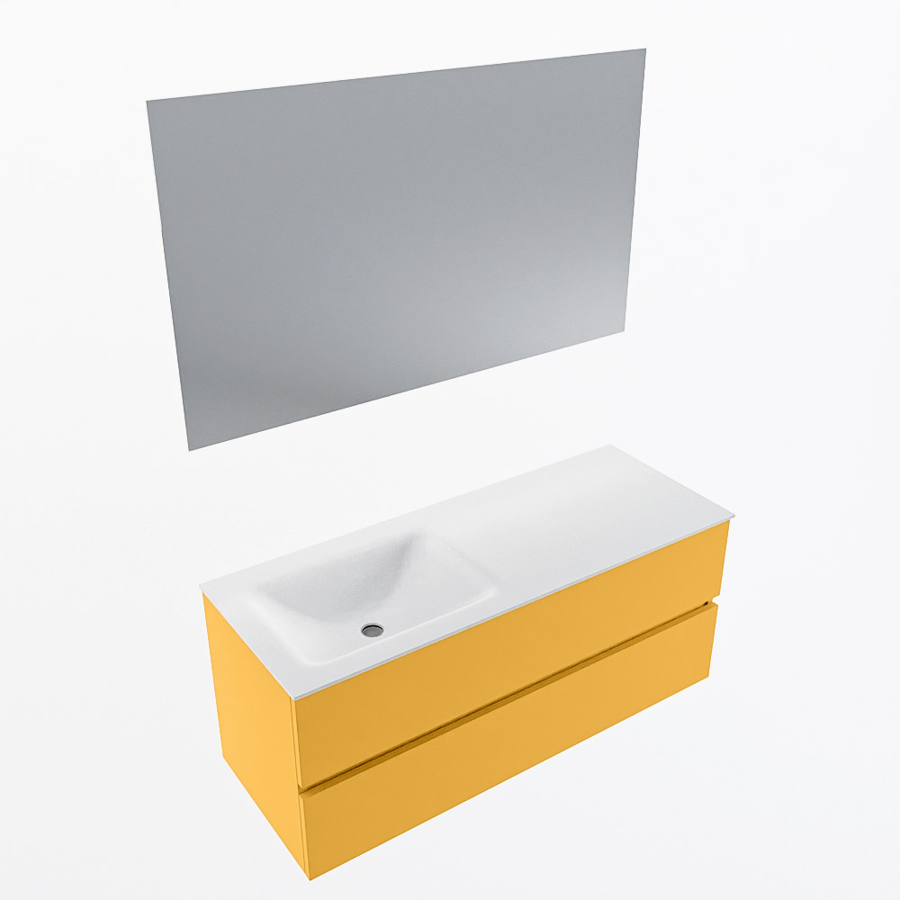 MONDIAZ VICA 120cm mueble de baño Ocher 2 cajones. Lavabo CLOUD Izquierda sin orificio color Talc con espejo LED. 6 MONDIAZ VICA 120cm mueble de baño Ocher 2 cajones. Lavabo CLOUD Izquierda sin orificio color Talc con espejo LED. - Imagen 6