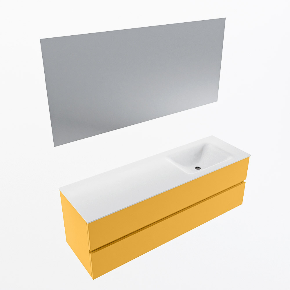 MONDIAZ VICA 150cm mueble de baño Ocher 2 cajones. Lavabo CLOUD Derecho 1 orificio color Talc con espejo LED. 6 MONDIAZ VICA 150cm mueble de baño Ocher 2 cajones. Lavabo CLOUD Derecho 1 orificio color Talc con espejo LED. - Imagen 6