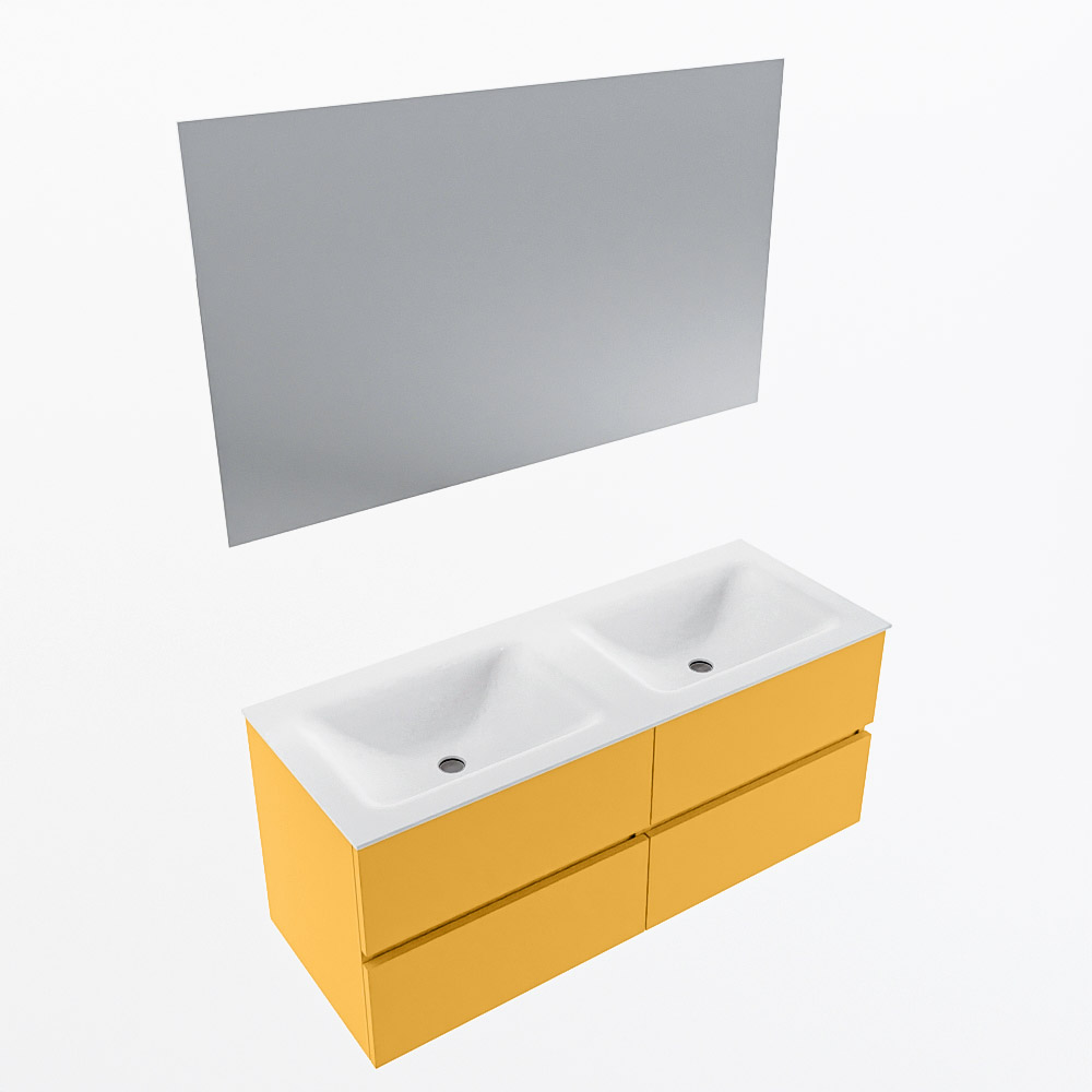 MONDIAZ VICA 120cm mueble de baño Ocher 4 cajones. Lavabo CLOUD Doble 2 orificios color Talc con espejo LED. 6 MONDIAZ VICA 120cm mueble de baño Ocher 4 cajones. Lavabo CLOUD Doble 2 orificios color Talc con espejo LED. - Imagen 6