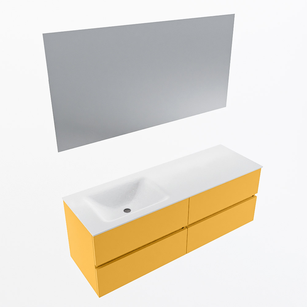 MONDIAZ VICA 140cm mueble de baño Ocher 4 cajones. Lavabo CLOUD Izquierda sin orificio color Talc con espejo LED. 5 MONDIAZ VICA 140cm mueble de baño Ocher 4 cajones. Lavabo CLOUD Izquierda sin orificio color Talc con espejo LED. - Imagen 6