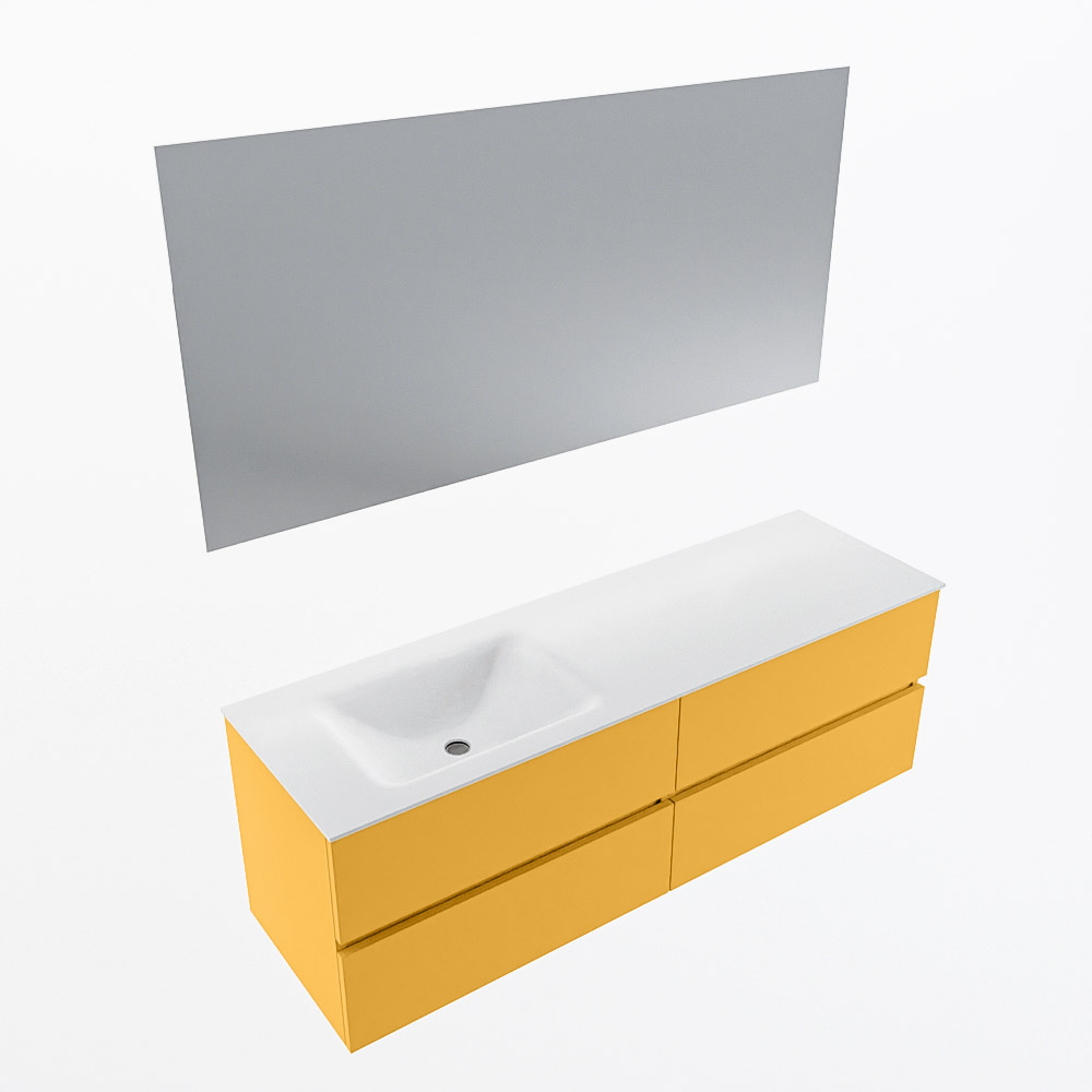 MONDIAZ VICA 150cm mueble de baño Ocher 4 cajones. Lavabo CLOUD Izquierda sin orificio color Talc con espejo LED. 6 MONDIAZ VICA 150cm mueble de baño Ocher 4 cajones. Lavabo CLOUD Izquierda sin orificio color Talc con espejo LED. - Imagen 6